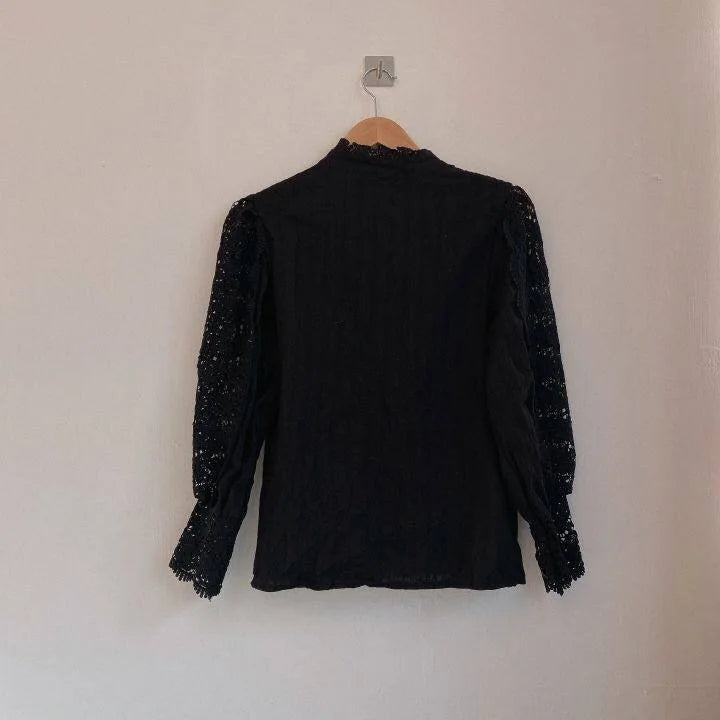 Women Chiffon Button Turtleneck Shirt .