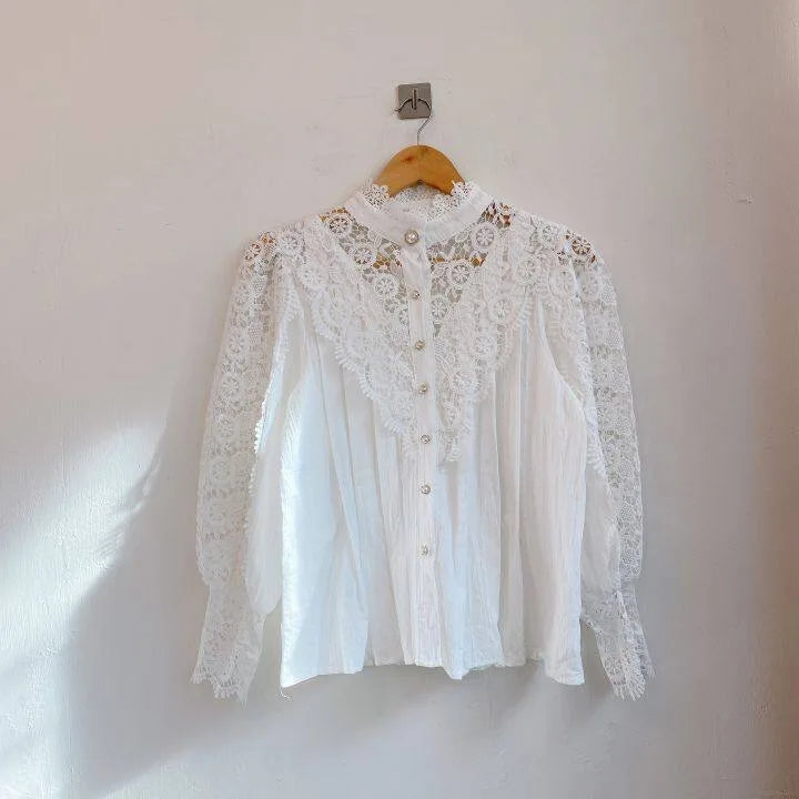 Women Chiffon Button Turtleneck Shirt .