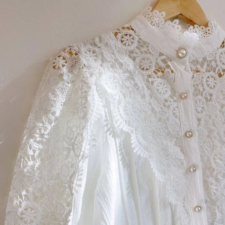 Women Chiffon Button Turtleneck Shirt .