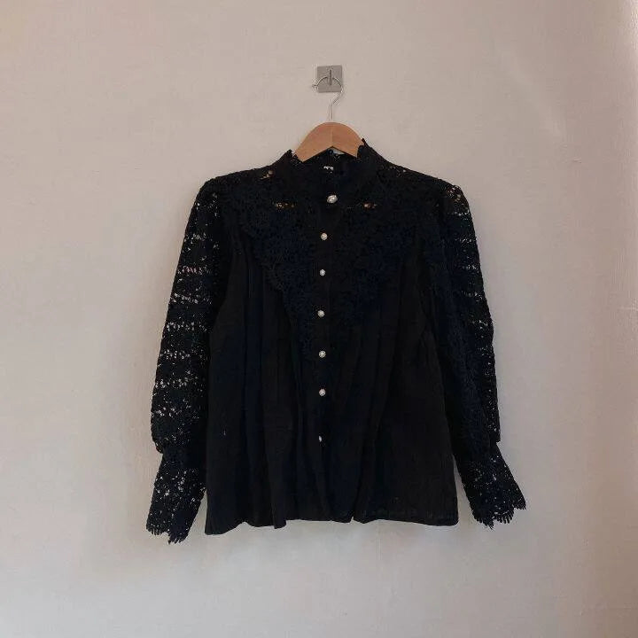Women Chiffon Button Turtleneck Shirt .