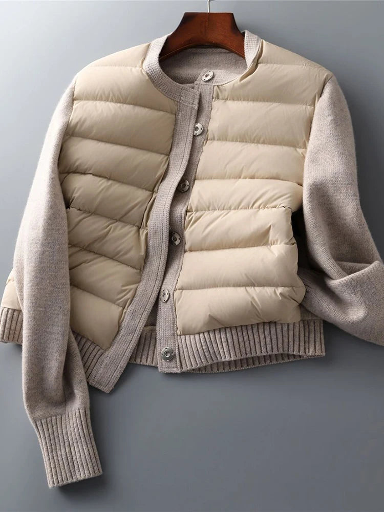 Winter Sweater Patchwork Parkas Women's Down Jackets