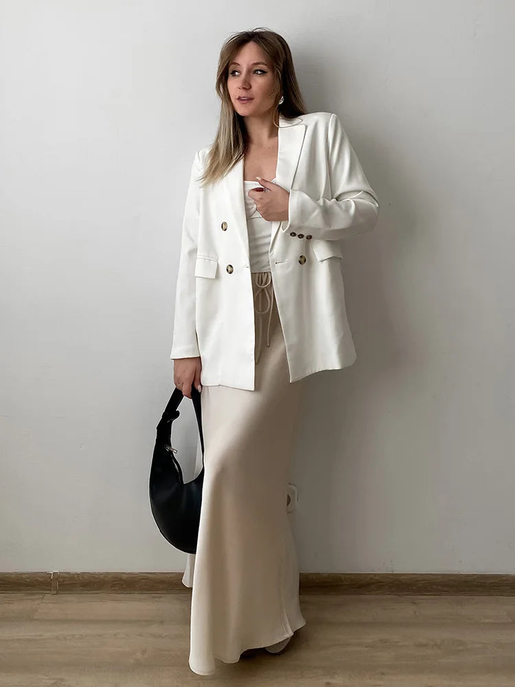 A Line Long Satin Skirts For Women.