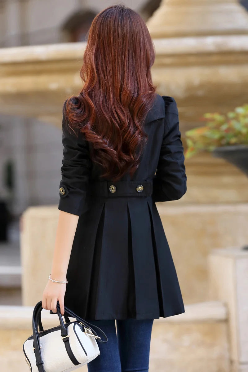 Trench Coat Women Double-Breasted .