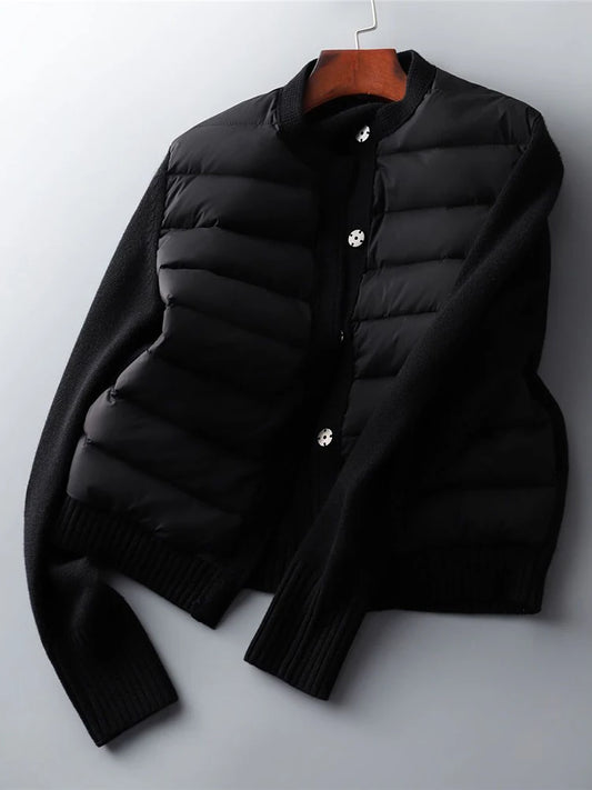 Winter Sweater Patchwork Parkas Women's Down Jackets